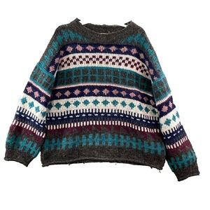 VTG Winter Sun Sweater Mens Large Geometric Knit Classic Gorpcore Outdoor Retro